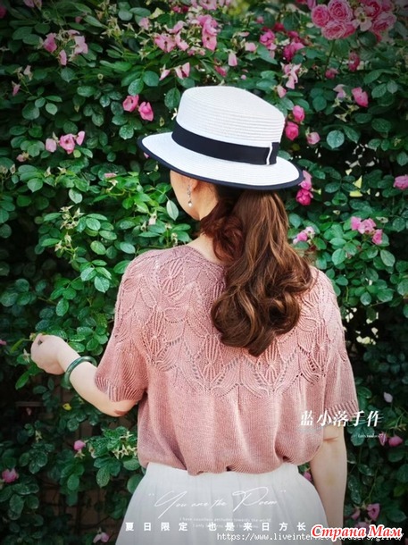 Элегантная футболка Yunbo Silk Top-Down Knitting. Спицы.