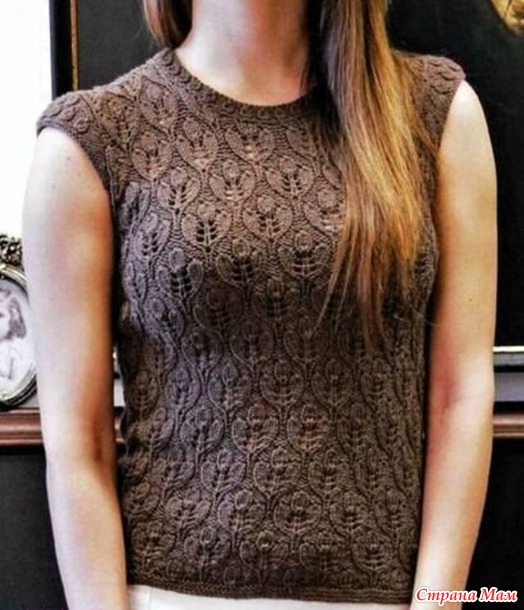 Топ...TULBIMUSTRIGA VEST. Спицы.