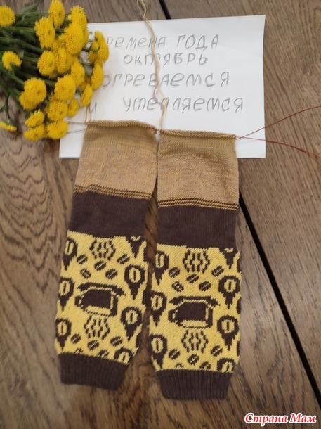 Времена года. Октябрь. Носочки кофейные.