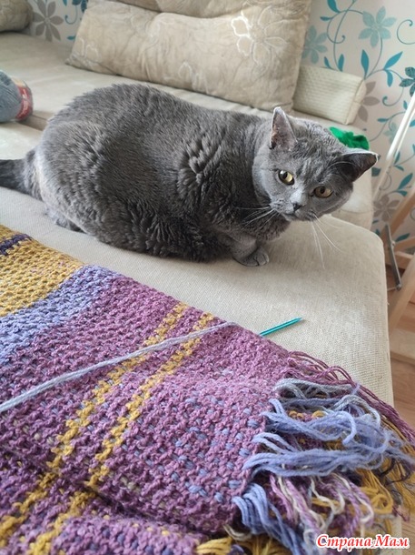 Довяжика. Плед Имитация тканого полотна