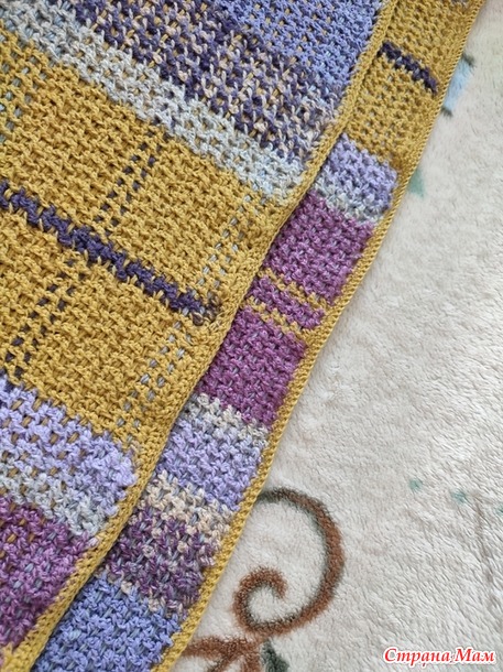 Довяжика. Плед Имитация тканого полотна