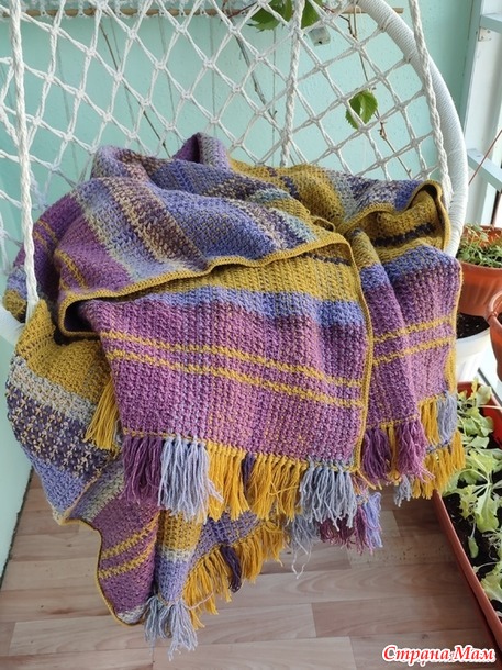 Довяжика. Плед Имитация тканого полотна