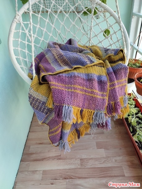 Довяжика. Плед Имитация тканого полотна