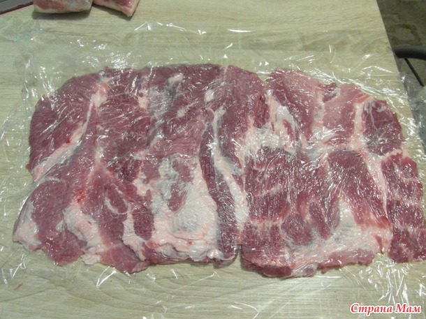 НШ Как заготовить мясо? Рулет с тонкими салями.